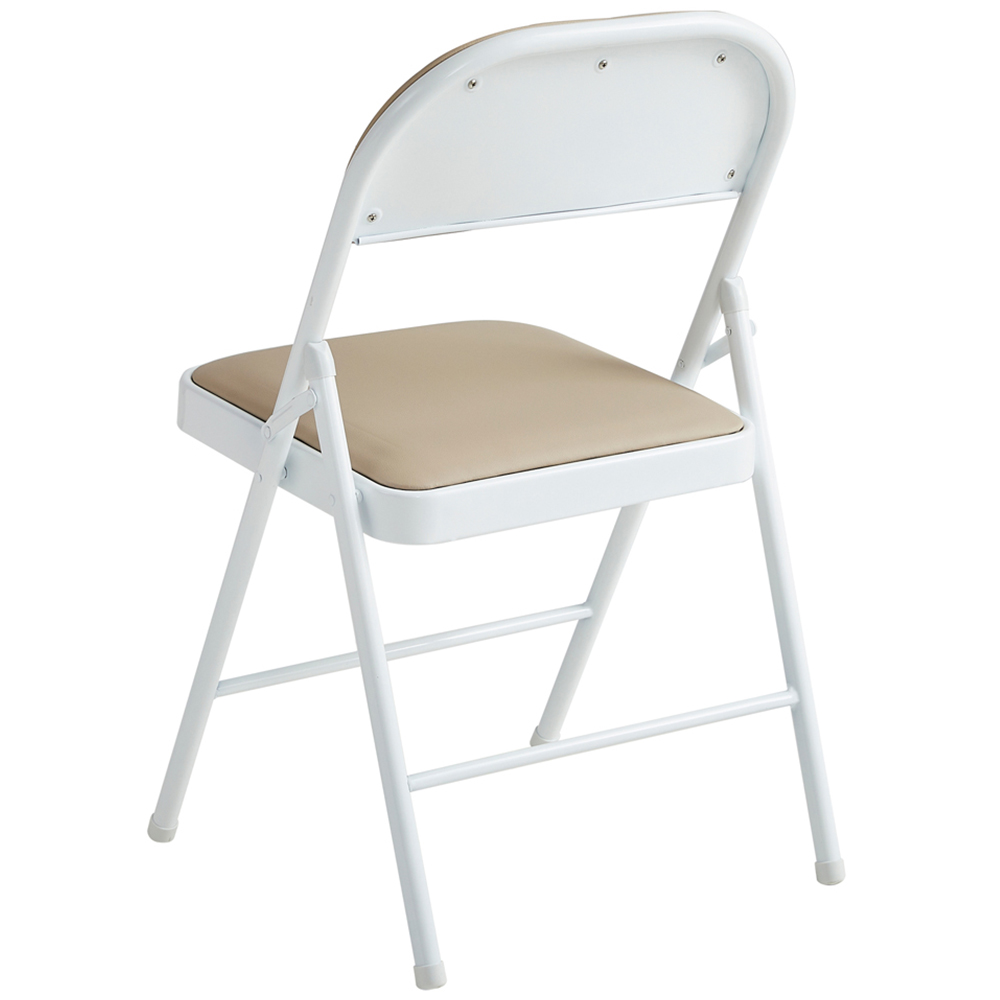 Set of 6 Beige Folding Metal Dining Chairs Image 3