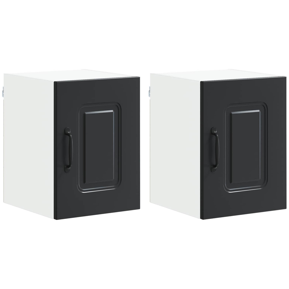vidaXL Kalmar Single Door Black Wall Mounted Kitchen Cabinet Set of 2 Image 2