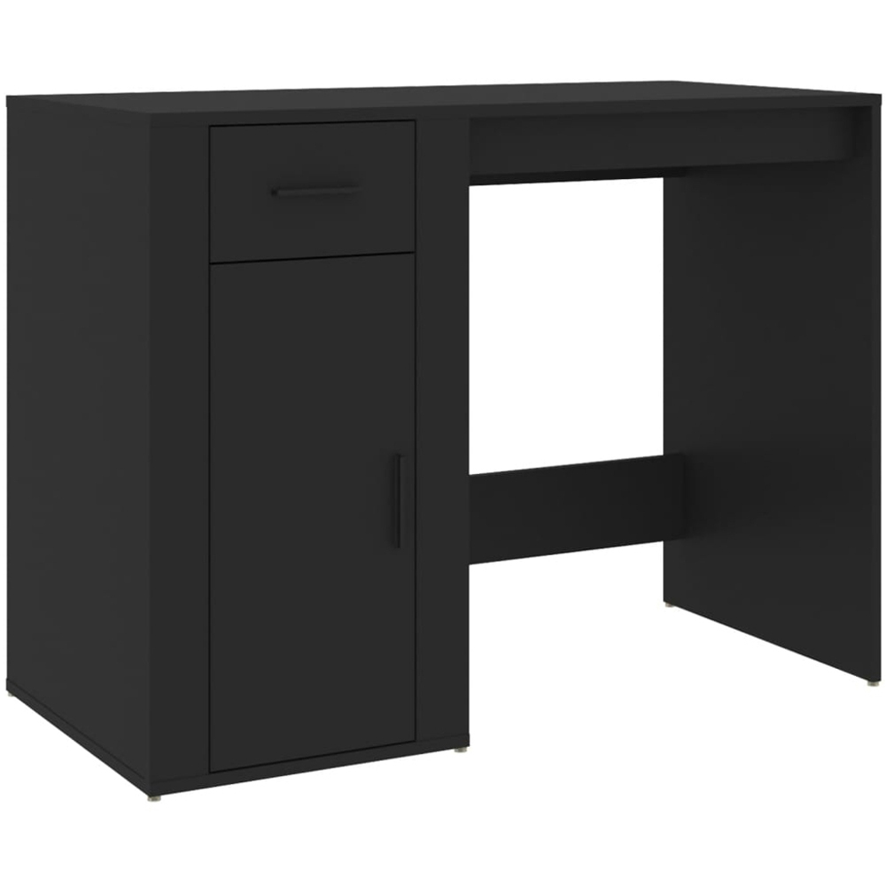 vidaXL Single Door Single Drawer Computer Desk Black Image 2