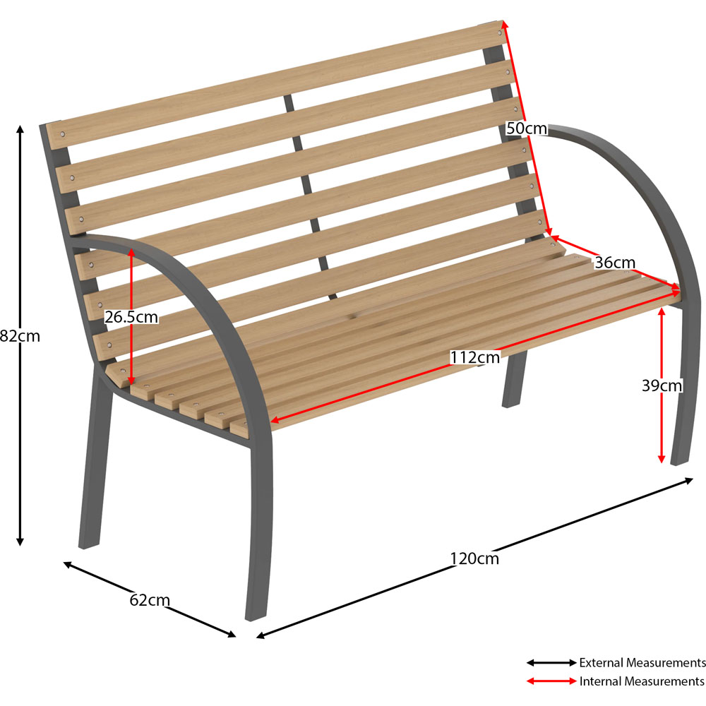 Garden Vida Slatted Garden Bench Image 6