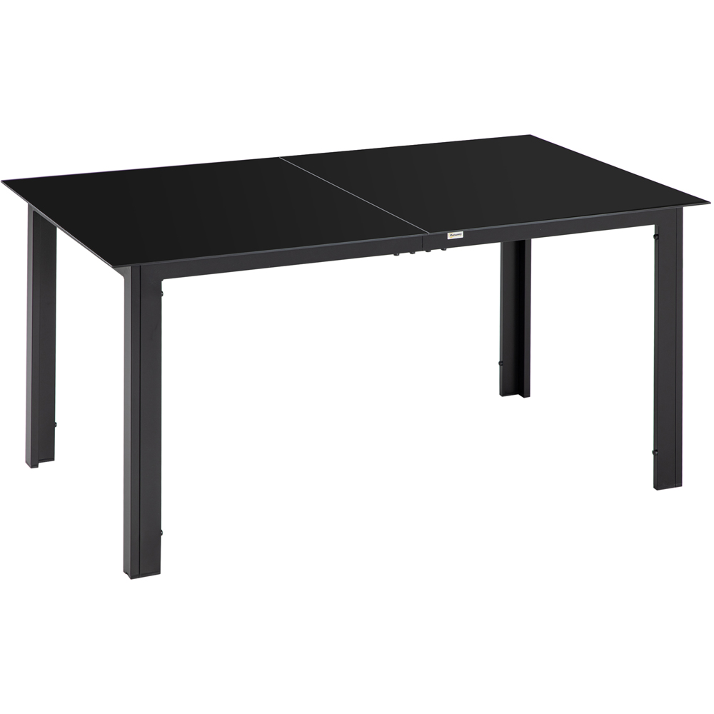 Outsunny 6 Seater Aluminium Glass Dining Table Black Image 2