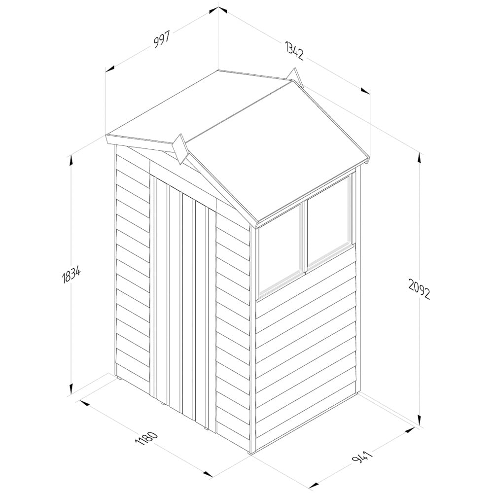 Forest Garden 4LIFE 4 x 3ft Single Door 2 Windows Apex Shed Image 9