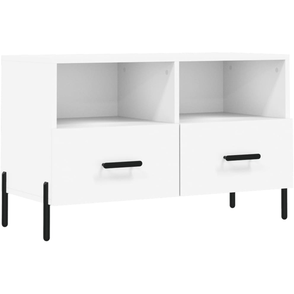 vidaXL 2 Drawer 2 Shelf White TV Cabinet Image 2