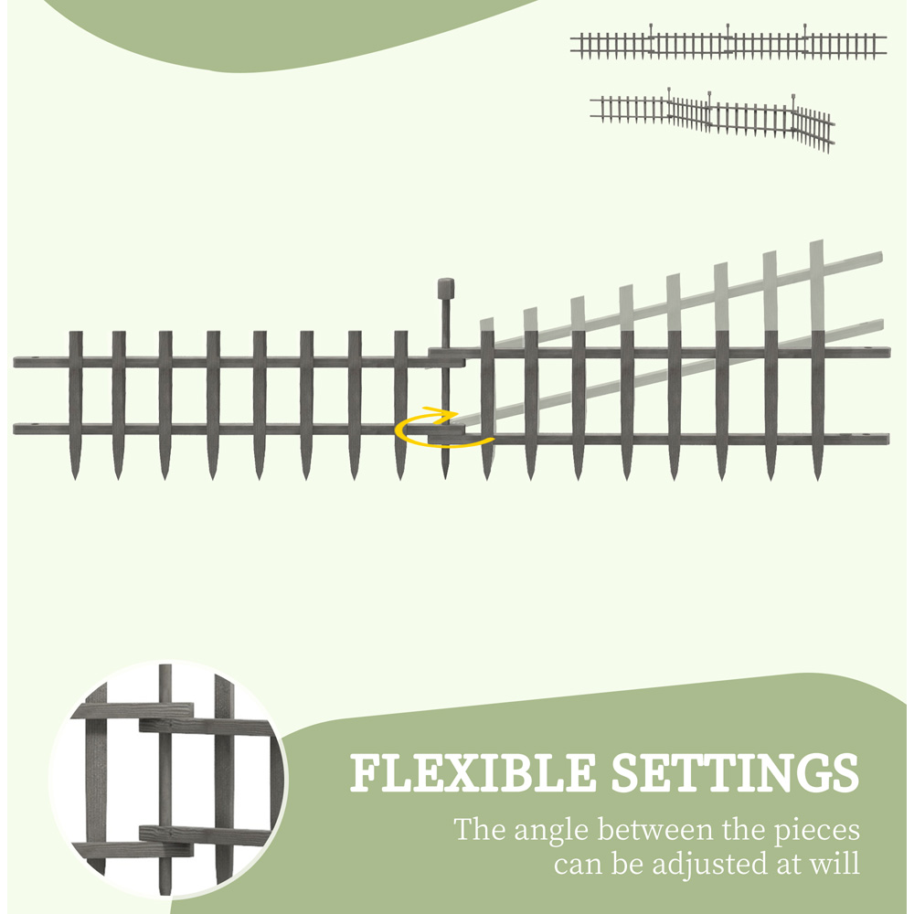 Outsunny 1 x 2ft 4 Pack Grey Wooden Fence Panel Image 5