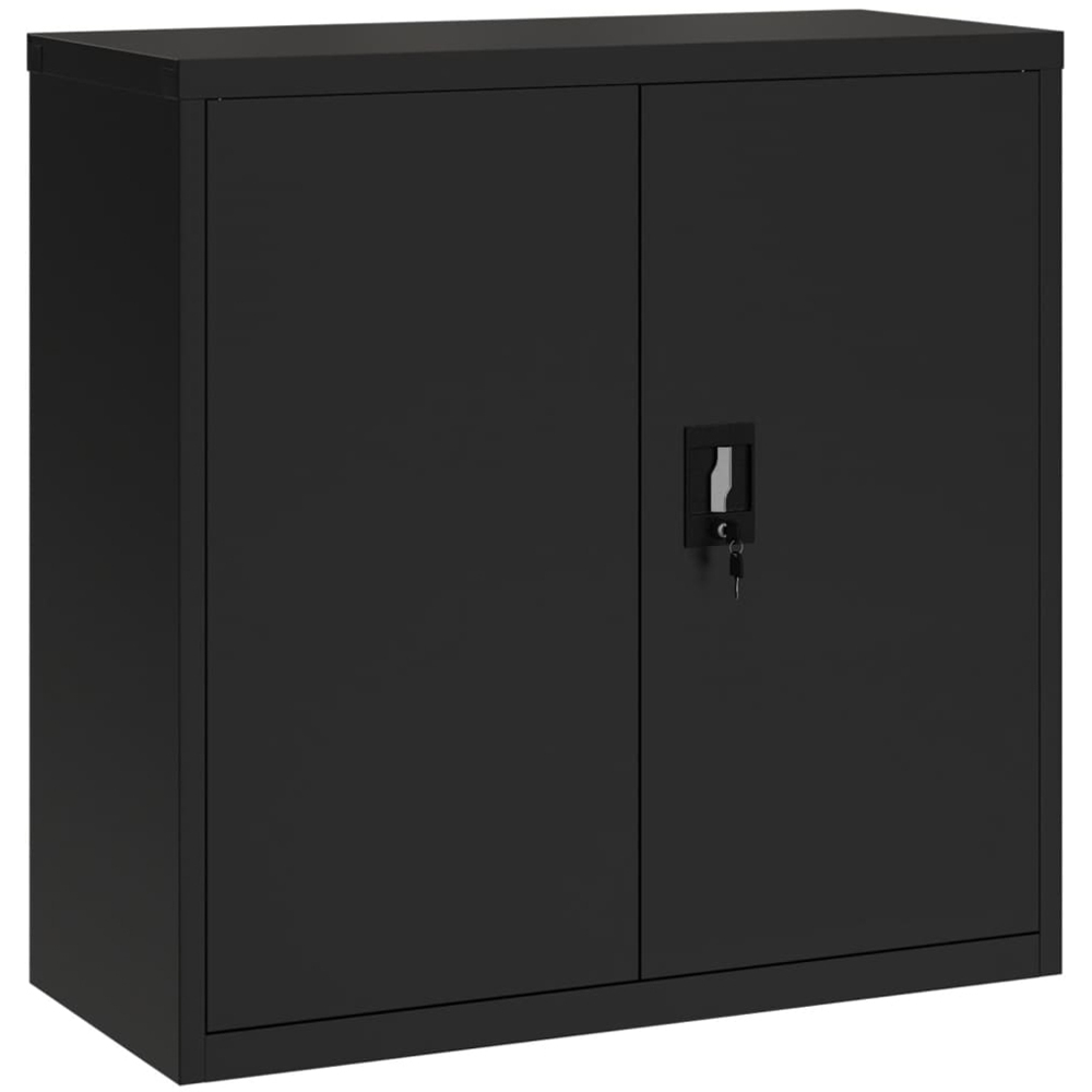 vidaXL 2 Door 3 Shelf Black Steel Lockable Office File Cabinet Image 2
