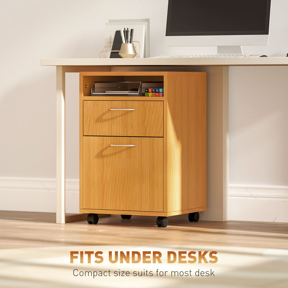 HOMCOM Single Drawer Single Door Single Shelf Natural Filing Cabinet Image 5