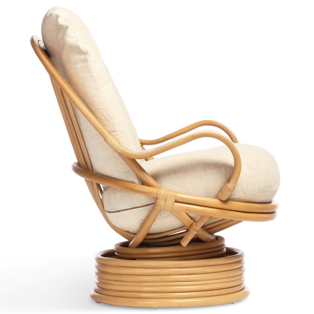Desser Furniture Vale Light Oak Natural Rattan Laminated Swivel Rocking Chair Image 4