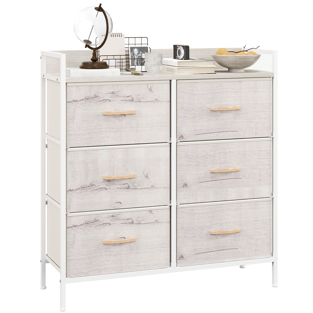 HOMCOM 6 Drawer Natural Bedroom Chest of Drawers Image 2