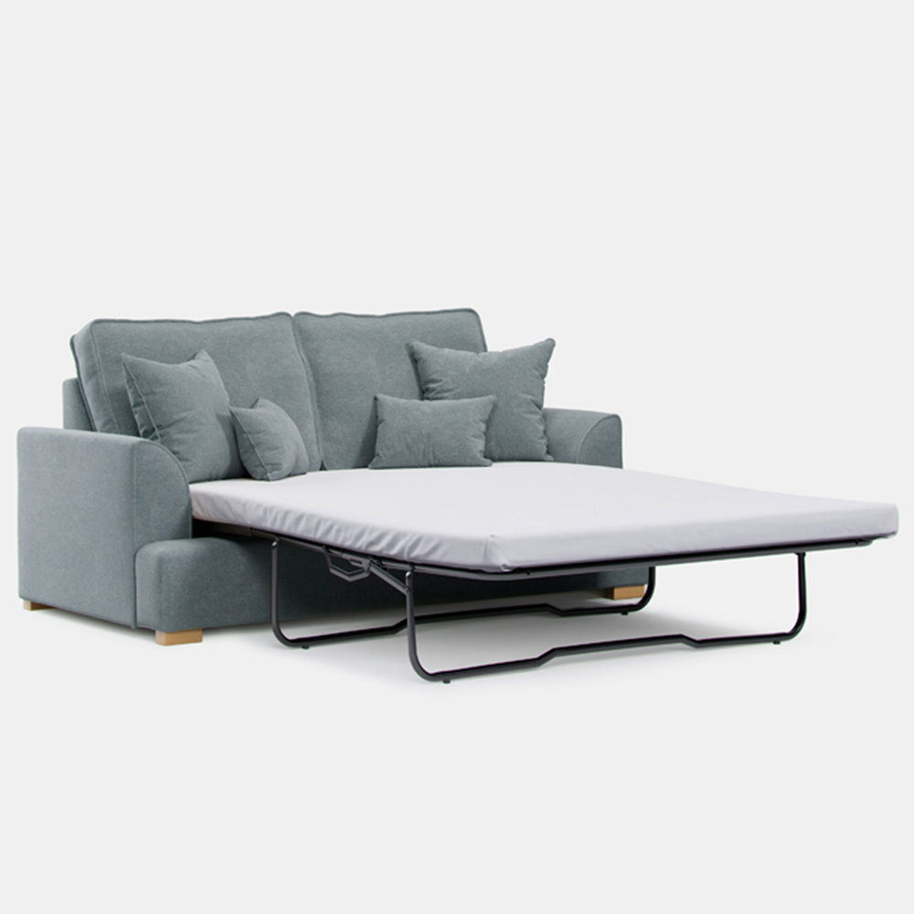 Alba City 2 Seater Fine Blue Fabric Sofa Bed Image 2