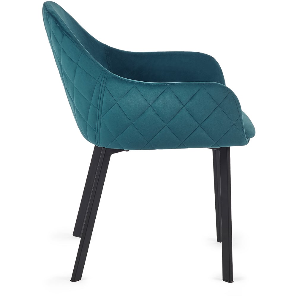 Julian Bowen Lima Set of 2 Teal Velvet Dining Chair Image 5