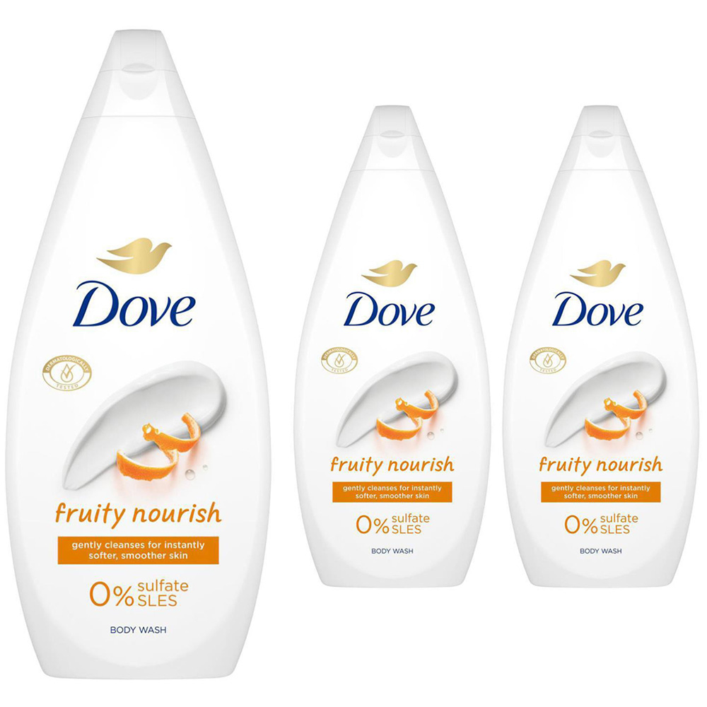 Dove Fruity Nourish Soft and Smooth Skin Body Wash 720ml 3 Pack Image 1