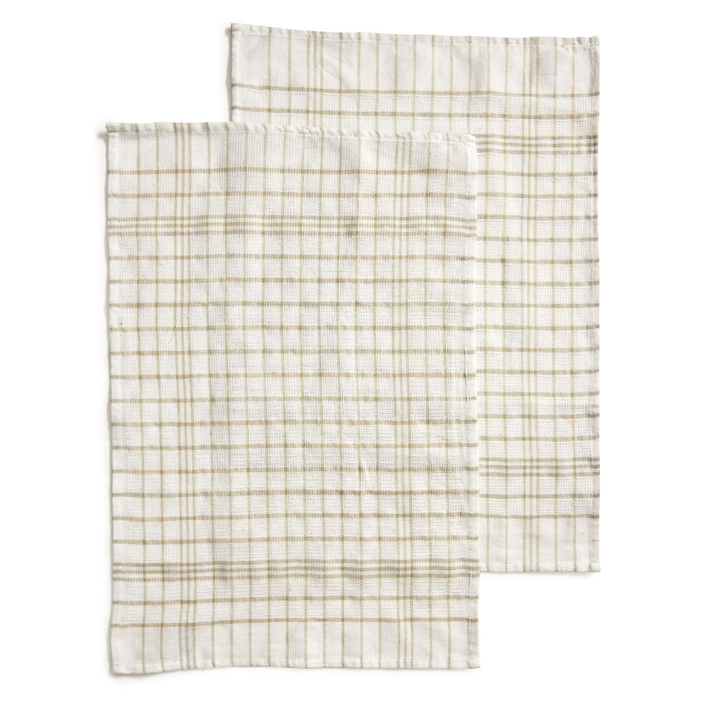 Wilko White and Natural Tea Towels 2 pack Image 1