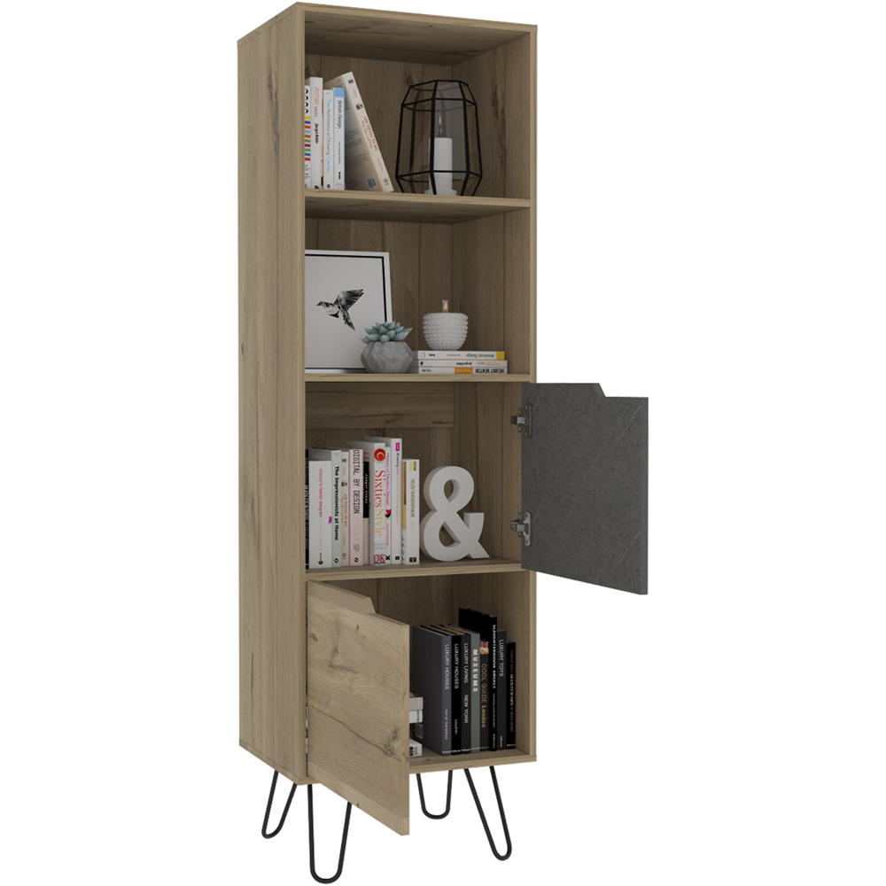 Core Products Manhattan 2 Doors Pine and Grey Tall Bookcase Image 4
