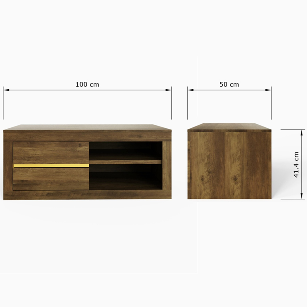 GFW Astley 2 Drawer 2 Shelf Knotty Oak Coffee Table Image 7