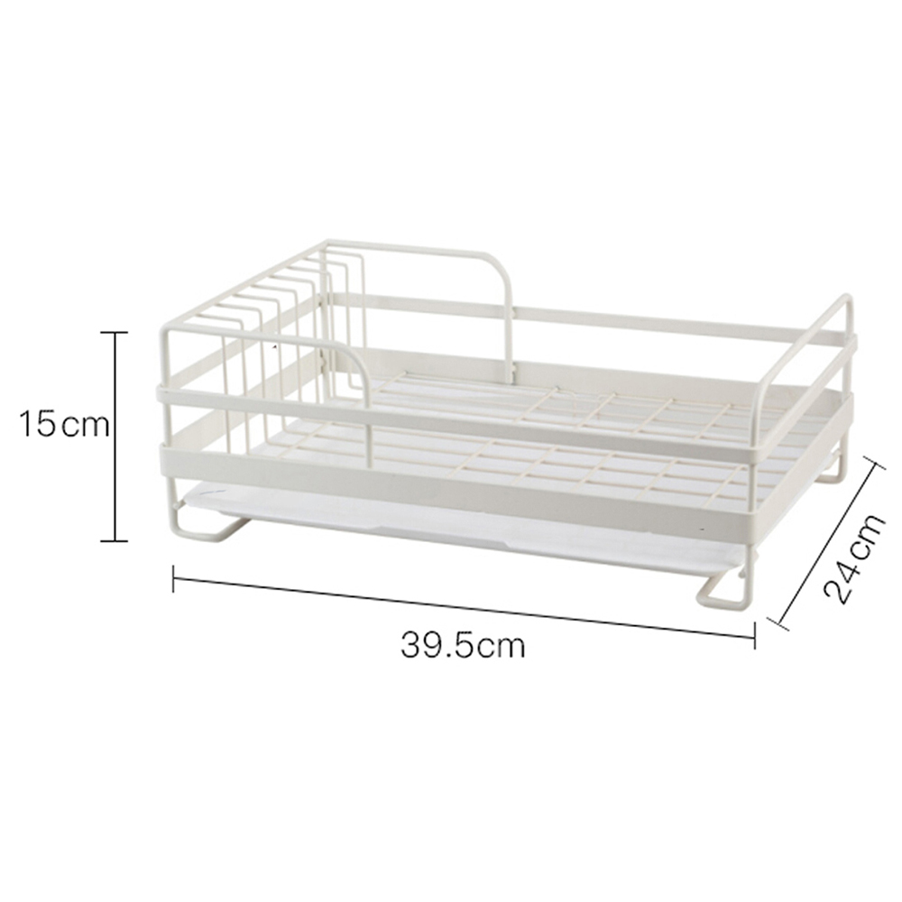 Living and Home White Metal Dish Drainer Rack with Removable Drip Tray Image 5
