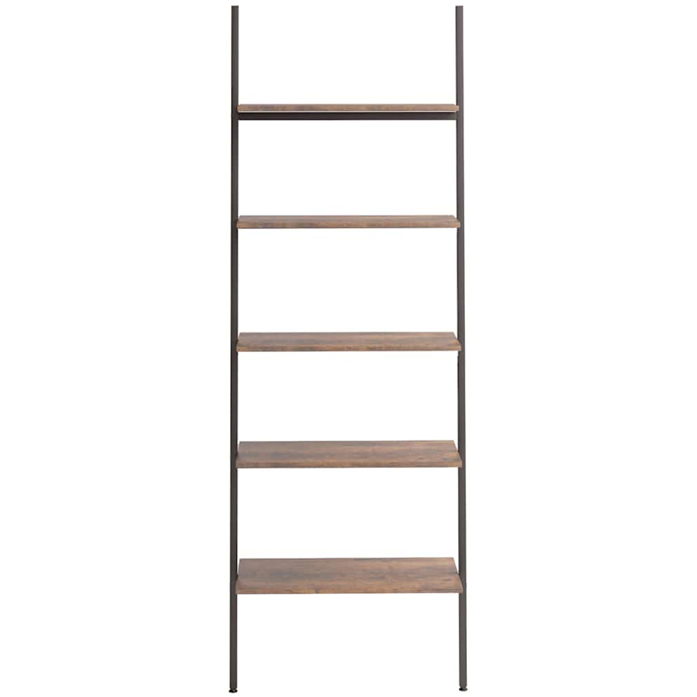 vidaXL 5-Tier Dark Brown and Black Leaning Shelf Image 2