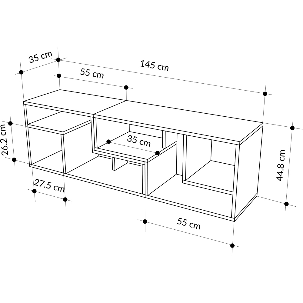 Decortie Glis 6 Shelf Oak and White Modern Adjustable Corner TV Unit Image 6
