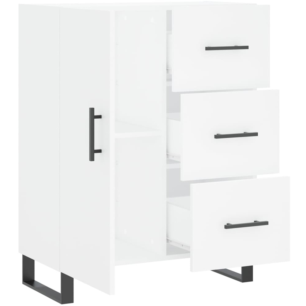 vidaXL Single Door 3 Drawer White Sideboard Image 6