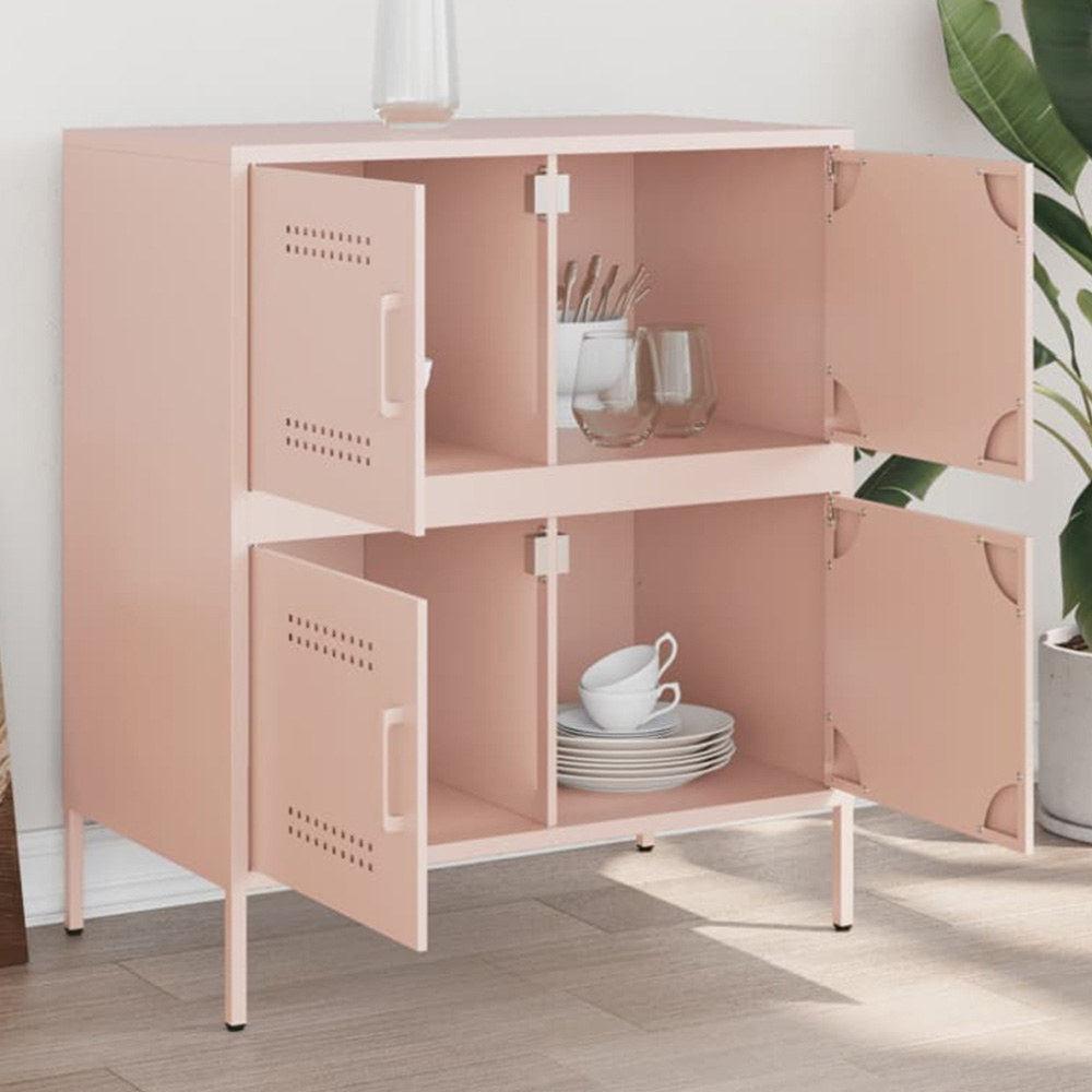 vidaXL 4 Door Pink Steel Sideboard Image