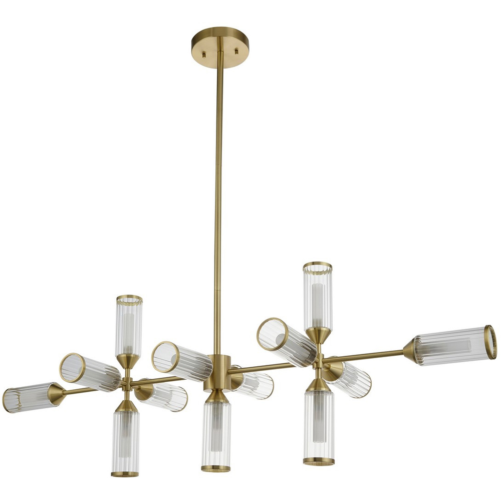 Merano Trieste Clear Frosted Glass Satin Brass Plate Bar Pendant Ceiling Light Image 1