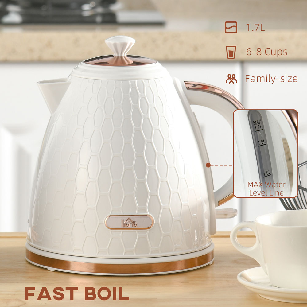 HOMCOM 800-206V70CW Cream 1.7L Fast Boil Electric Kettle 3kW Image 6