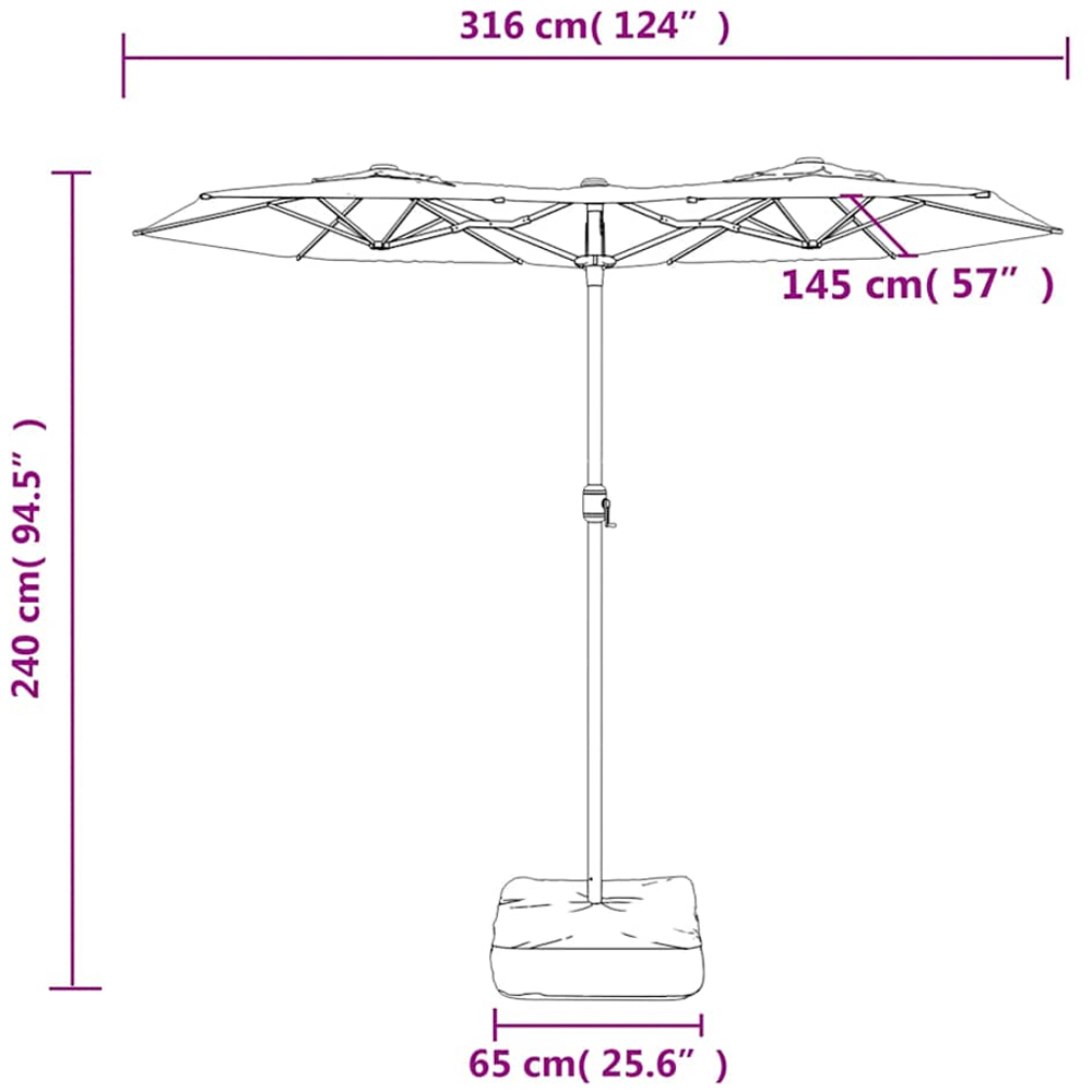 vidaXL Green LED Double Head Parasol 3 x 1.4m Image 6