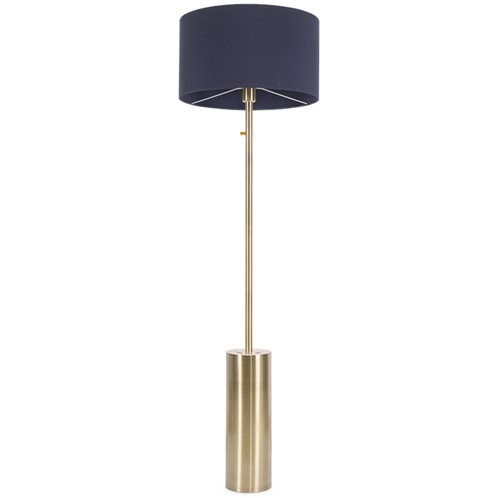 ValueLights Lexy Reni Navy Blue Shade Antique Brass LED Floor Lamp Image 1