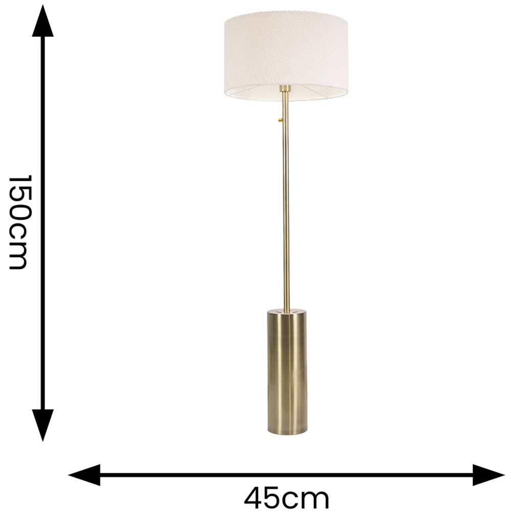 ValueLights Lexy Reni Cream Boucle Shade Antique Brass LED Floor Lamp Image 4