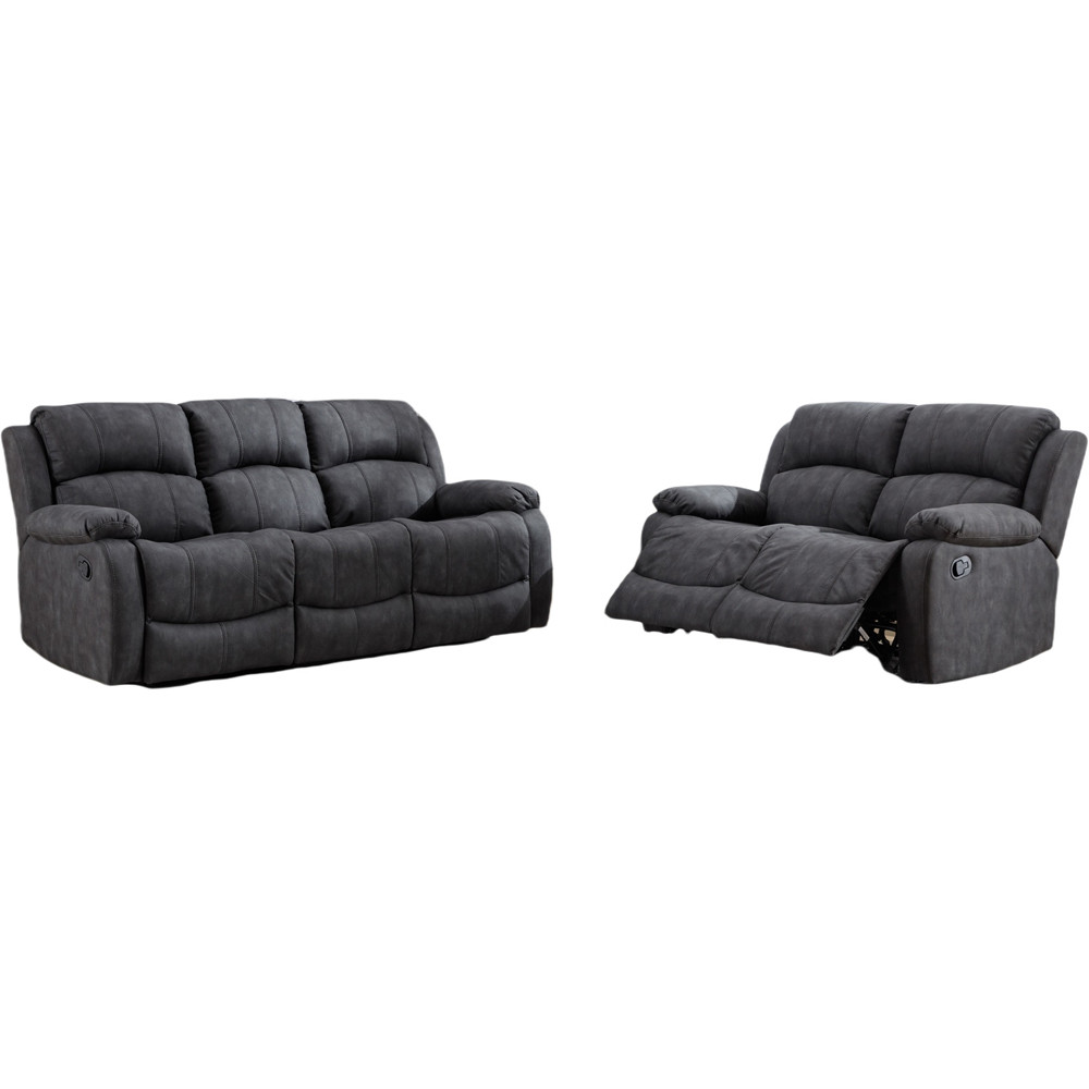 Furniture One 5 Seater Dark Grey Manual Recliner Sofa Set Image 2