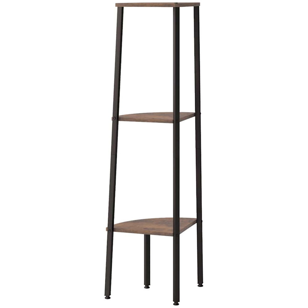 vidaXL 3-Tier Dark Brown and Black Corner Shelf Image 3