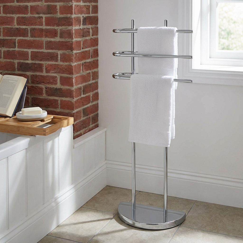 Silver 3 Tier Towel Rail Image 4