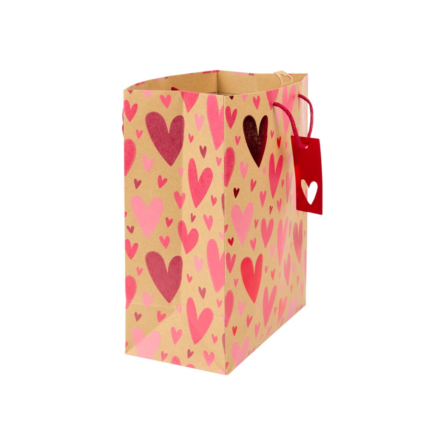 Kraft Heart Pattern Large Gift Bag Brown Image 4