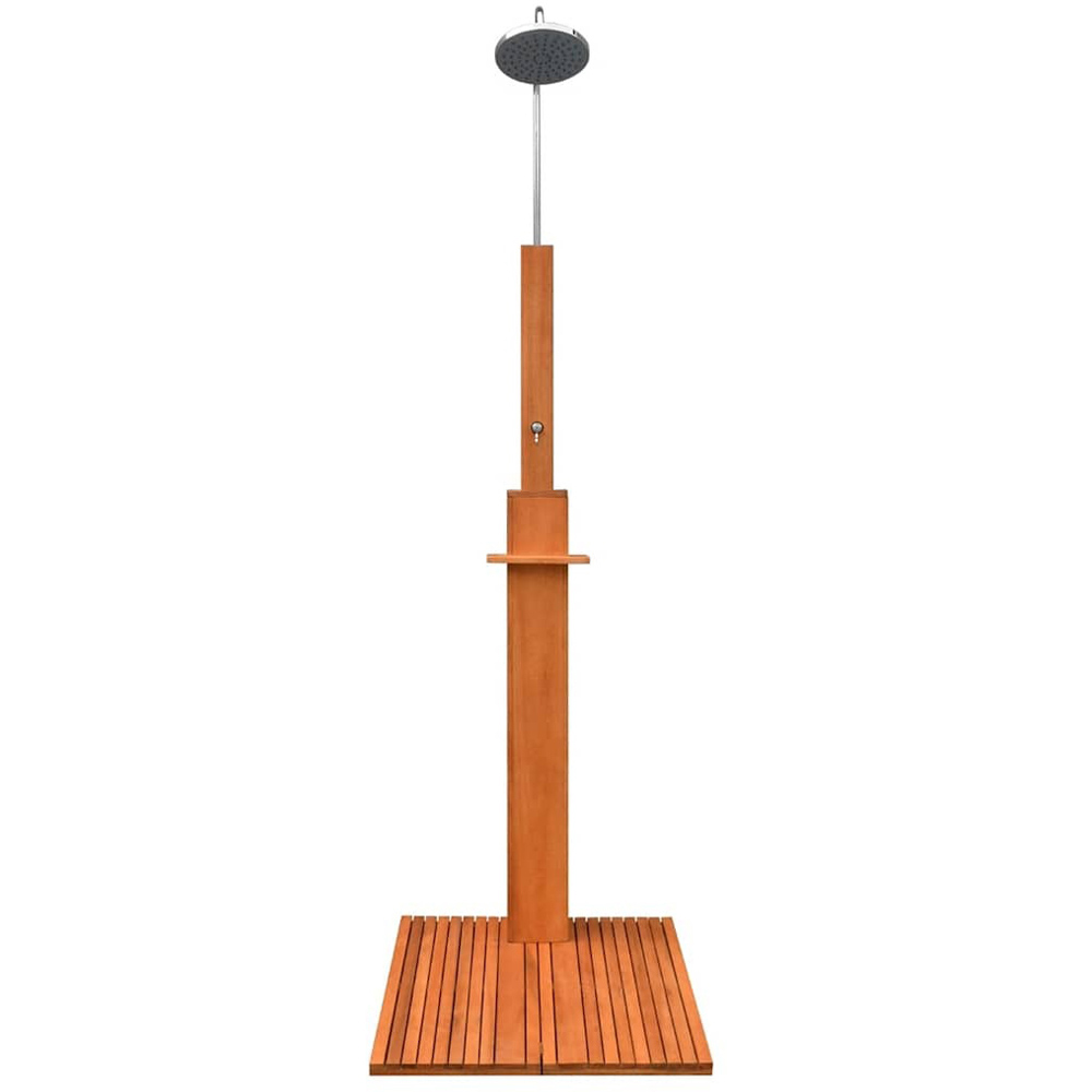 Walplus Brown and Silvery Eucalyptus Hardwood and Steel Outdoor Shower with Hose 220cm Image 2