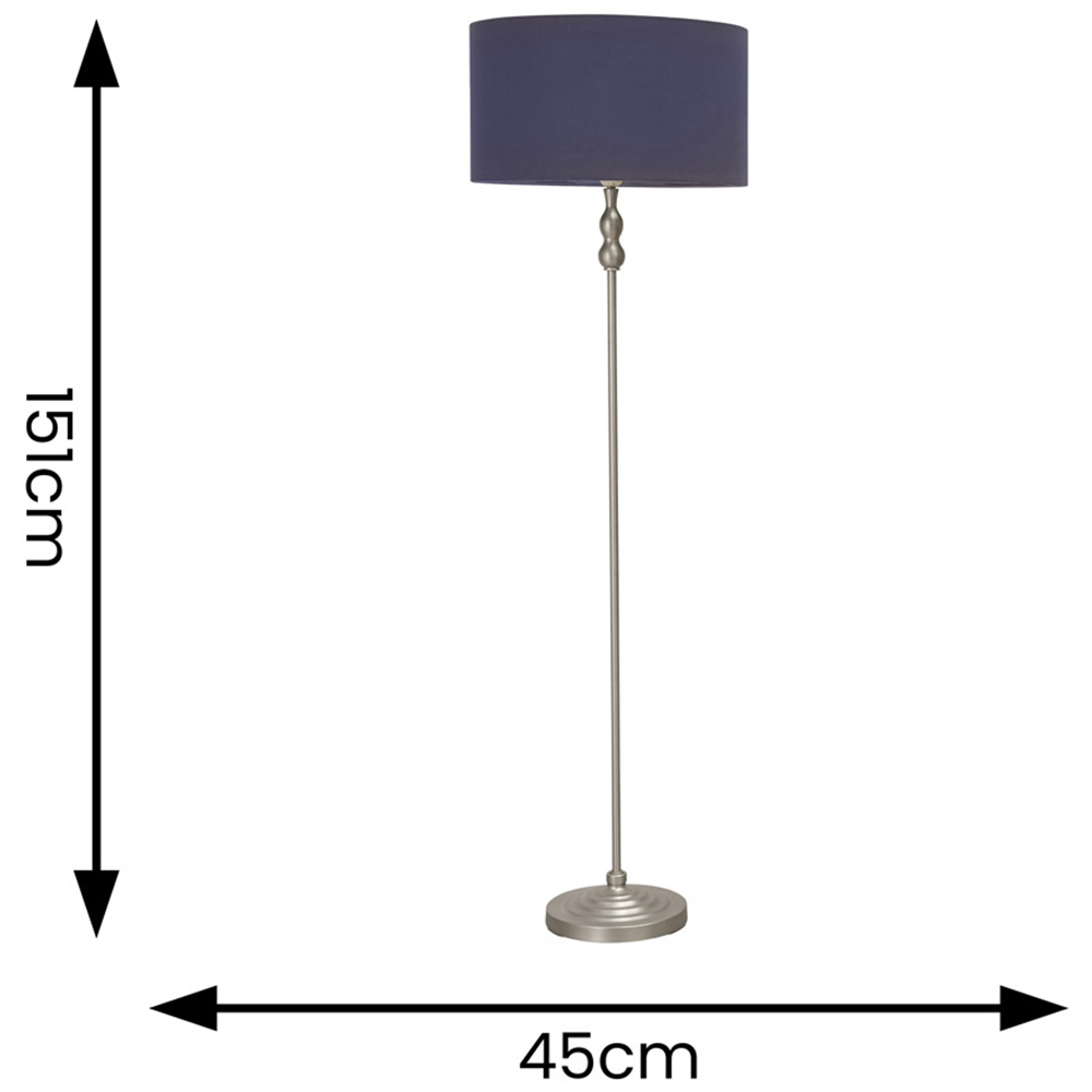 ValueLights Maggie Navy Blue Shade Brushed Chrome Candlestick LED Floor Lamp Image 4