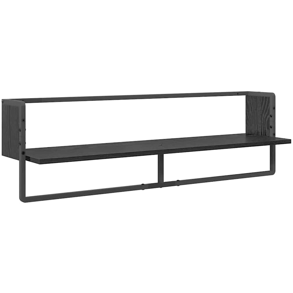 vidaXL 9 Shelf Black Oak Wall Shelf Set of 6 Image 8