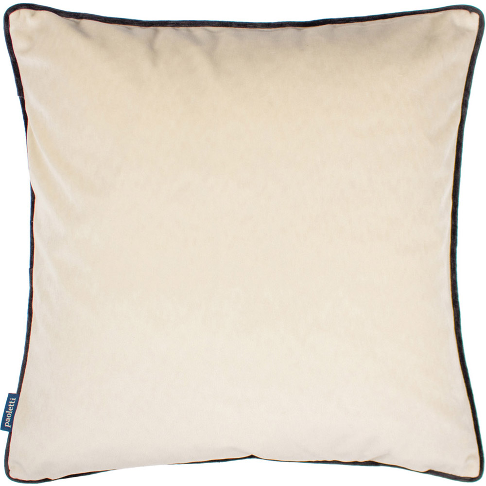 Paoletti Torto Ivory and Black Square Velvet Touch Piped Cushion Image 1