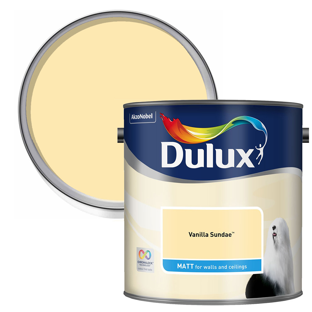 Dulux Walls & Ceilings Vanilla Sundae Matt Emulsion Paint 2.5L Image 1