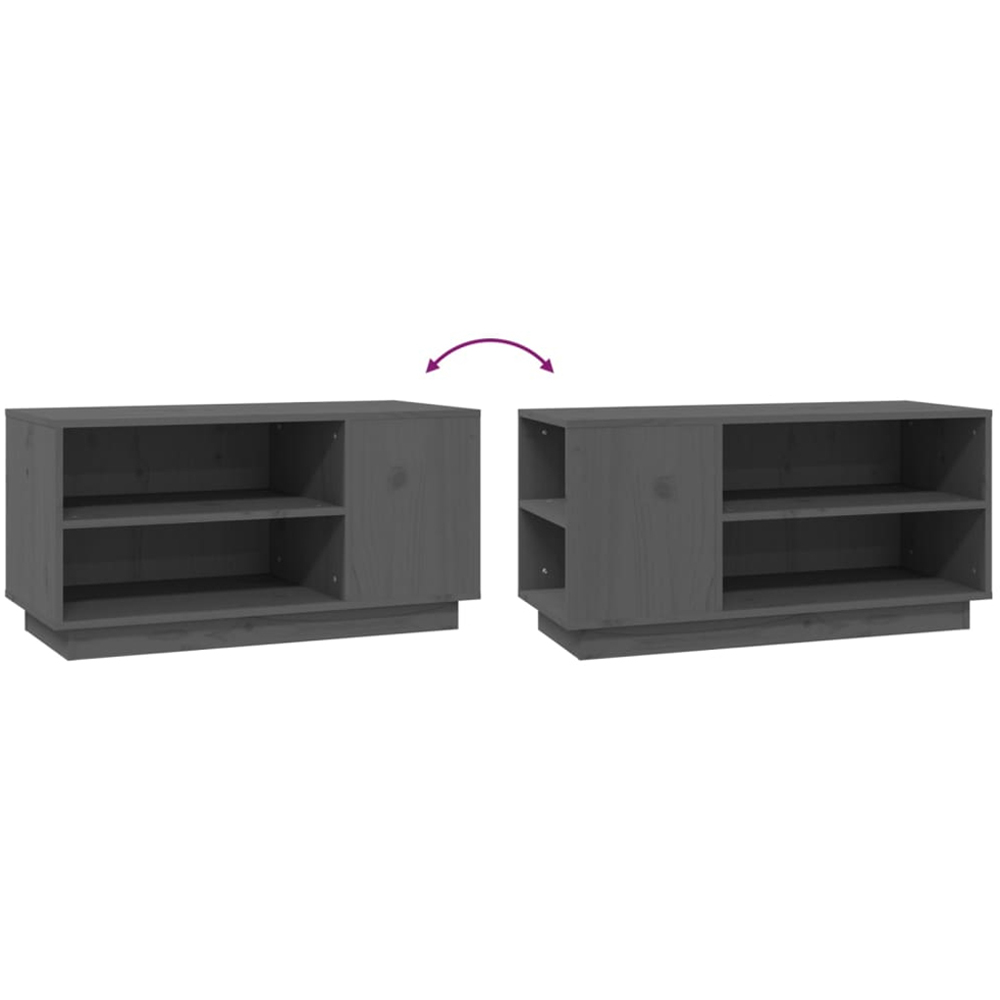 vidaXL 4 Shelf Grey Solid Pine TV Cabinet Image 6