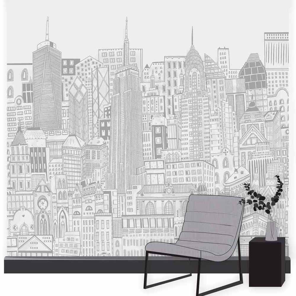 Art For The Home City Sketch Wall Mural Image 1