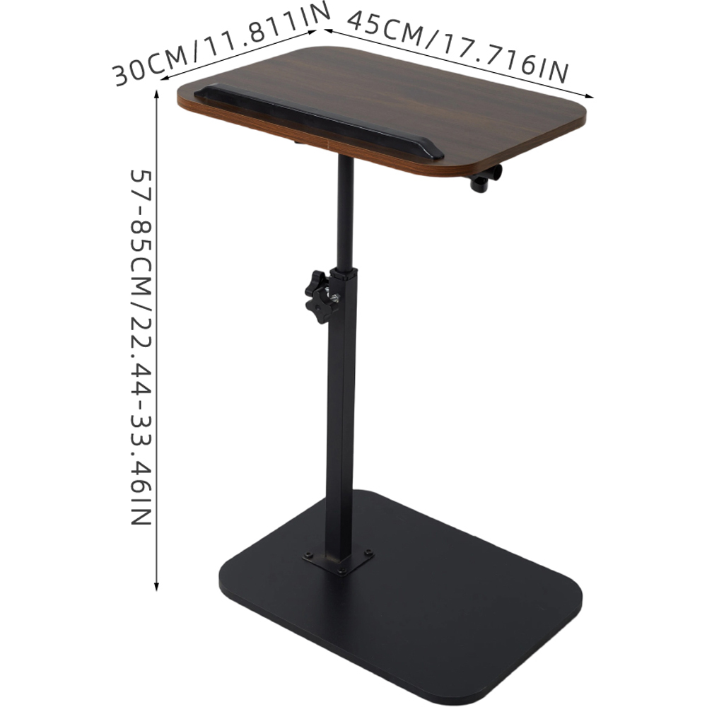 Living and Home Walnut and Black Adjustable Rotating Side Table Image 9