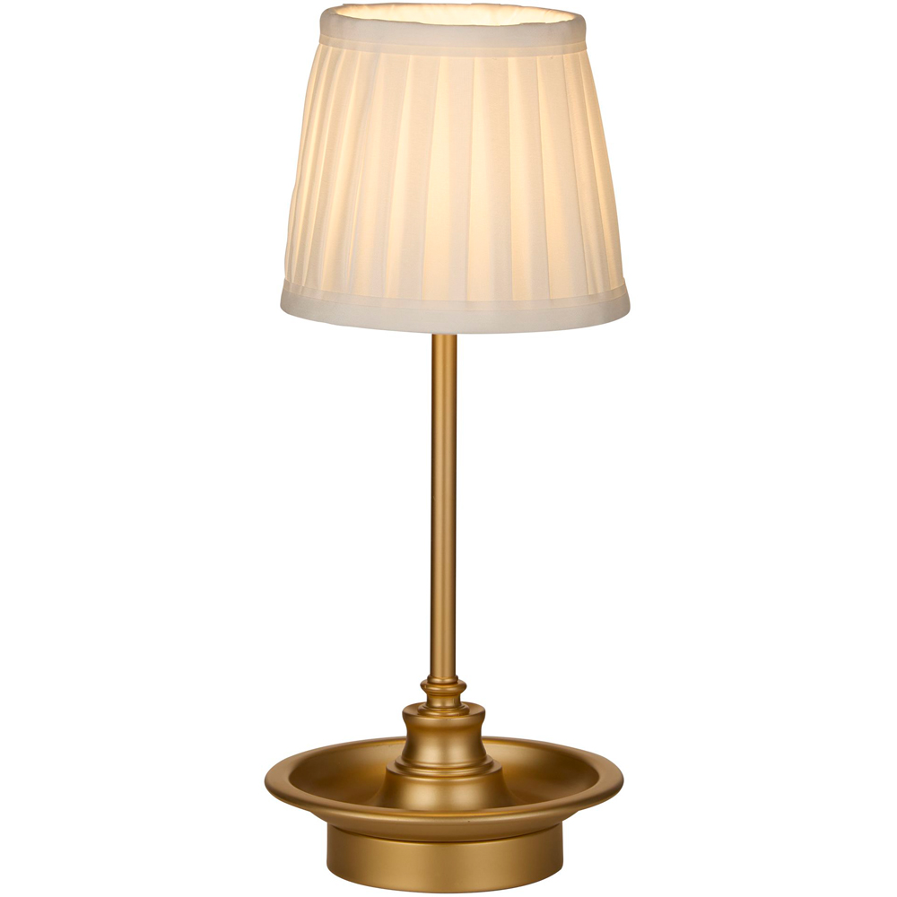 Lighting Collection Pleated Fabric Shade Gold Rechargeable LED Table Lamp Image 3
