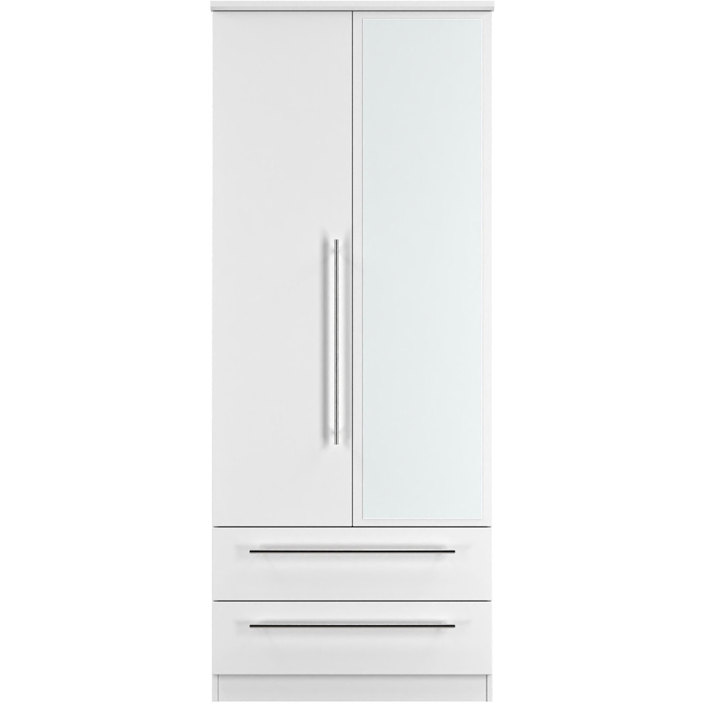 Crowndale Sherwood 2 Door 2 Drawer Double Mirror Wardrobe in Porcelain Matt Image 2