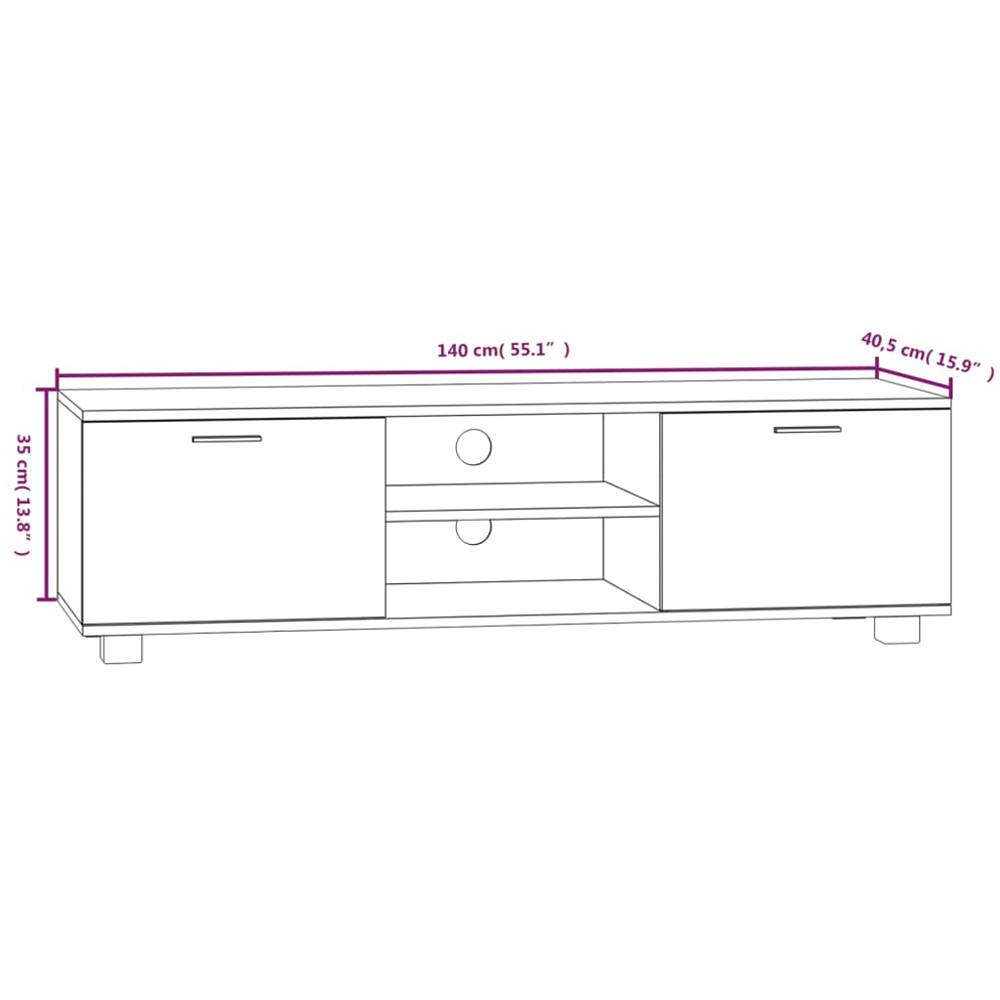 vidaXL 2 Door 2 Shelf Smoked Oak TV Cabinet Image 8
