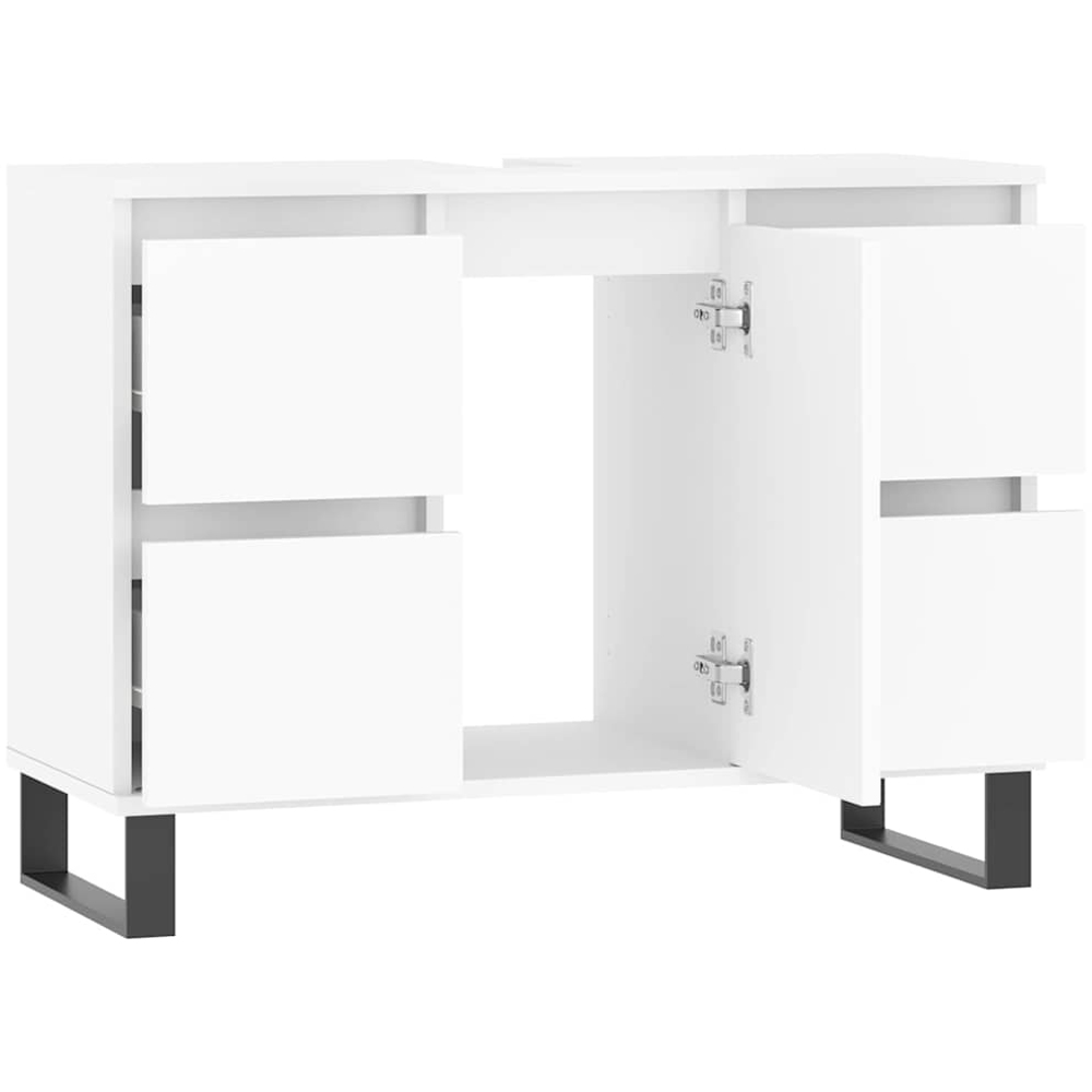 vidaXL Single Door 4 Drawer White Bathroom Cabinet Image 3