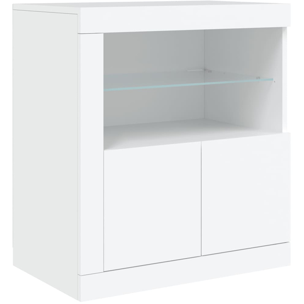 vidaXL 2 Door 2 Shelf White LED Sideboard Image 2