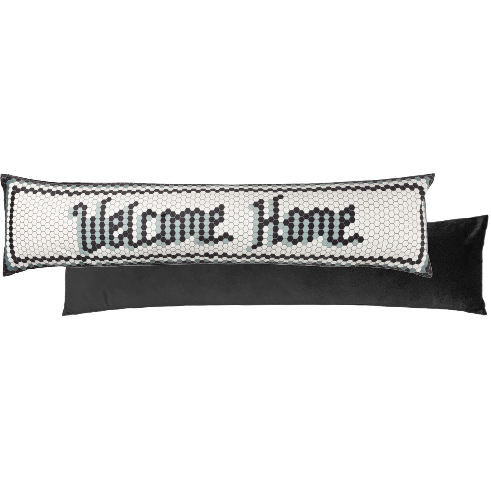 furn. Multicolour Welcome Home Mosaic Message Velvet Draught Excluder Image 3