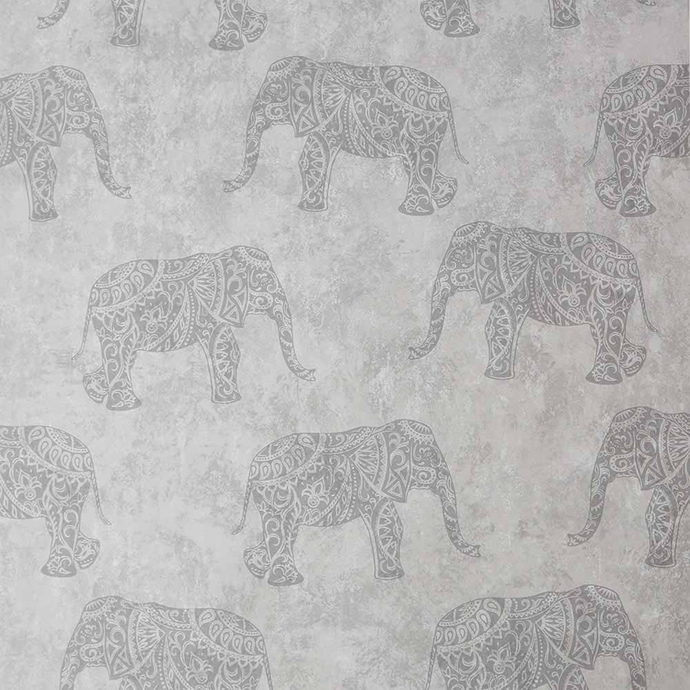 Fresco Moroccan Elephants Natural Wallpaper | Wilko