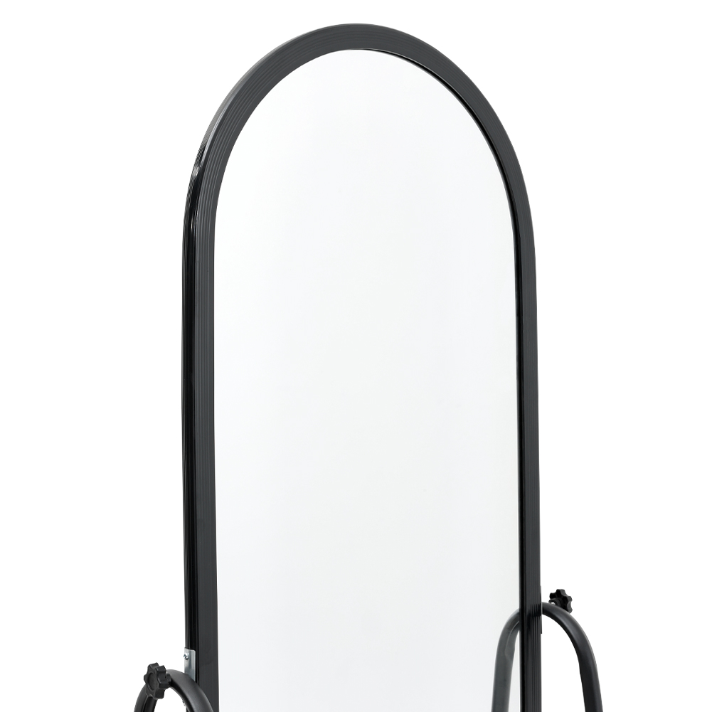 Living and Home Black Arched Full Length Rolling Mirror with Wheels Image 4