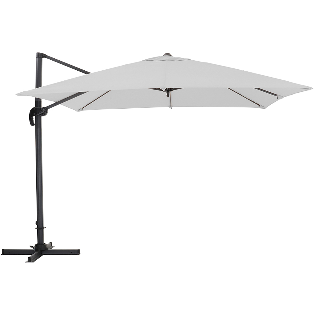 Living and Home Grey Square Rotatable Crank Cantilever Parasol with Reservoir Base 3m Image 1