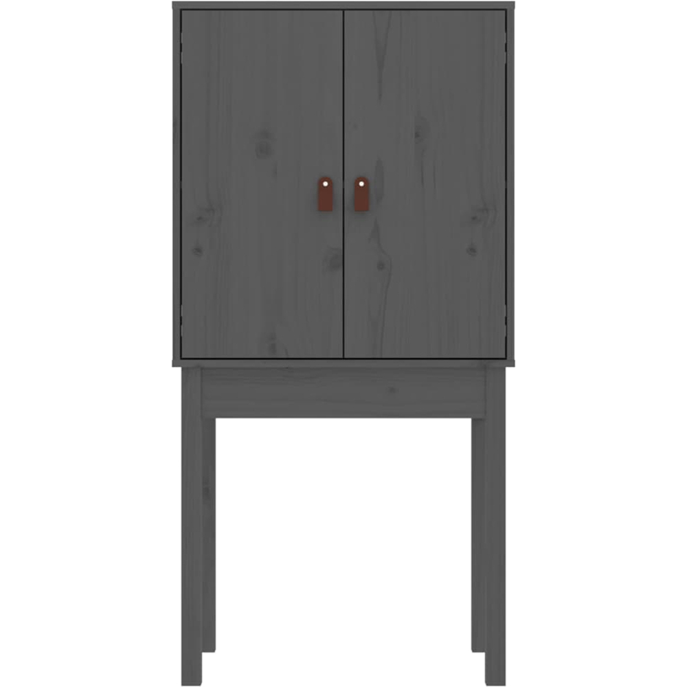 vidaXL 2 Door Grey Solid Pine Wood Highboard Image 6